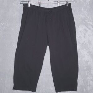 ULLA POPKEN Black Slim Leg Crop Pants Size 20/22 Drawstring Pockets Knit Cotton
